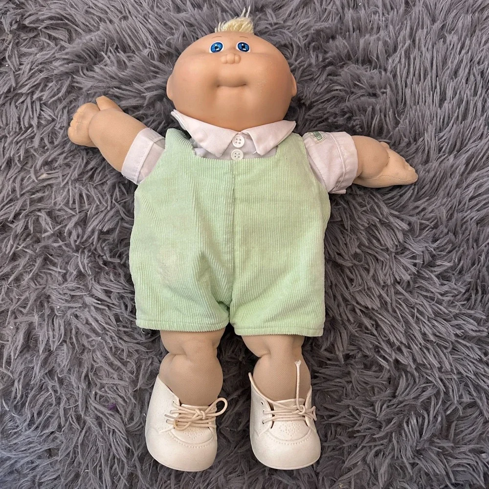 Vtg Coleco Cabbage Patch Kids Preemie Boy Signed Xavier Roberts 1982 Green Outfi